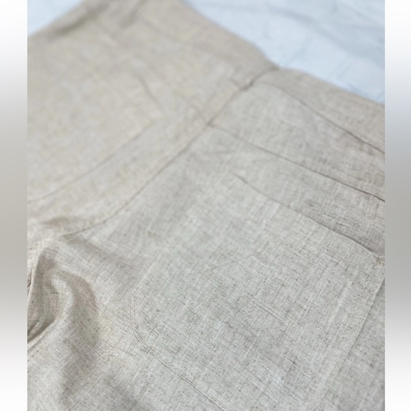 H&M Linen / Viscose Blend Straight Pants Tie Woman’s Size M Tan‎ Relaxed Coastal - Picture 15 of 16